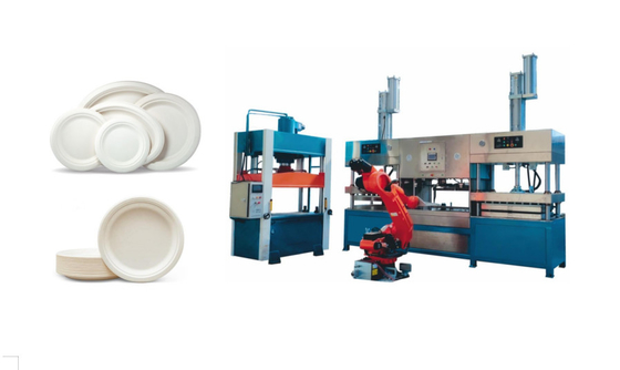 Trigo Straw Pulp Tableware Production Line con multi - robot de las juntas y apiladora