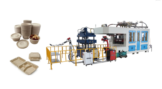 Brazos disponibles elegantes del robot de Tray Producing Machine With Two de la comida de la celulosa que moldean